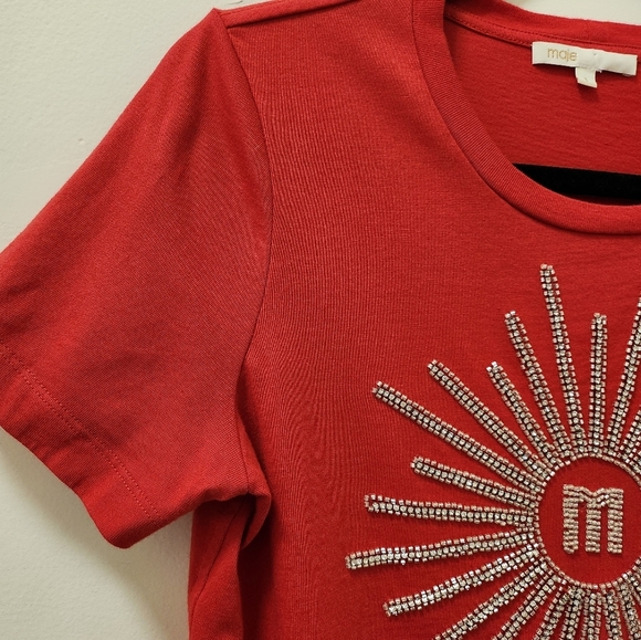 MAJE Valentines Graphic Print Crew Neck T-Shirt - Picture 11 of 15